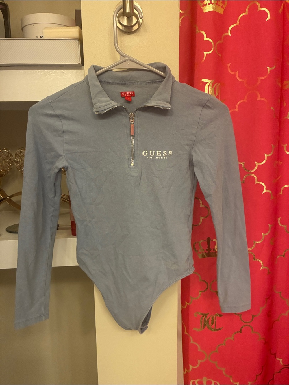 GUESS Light Blue Long-Sleeve Zip Bodysuit